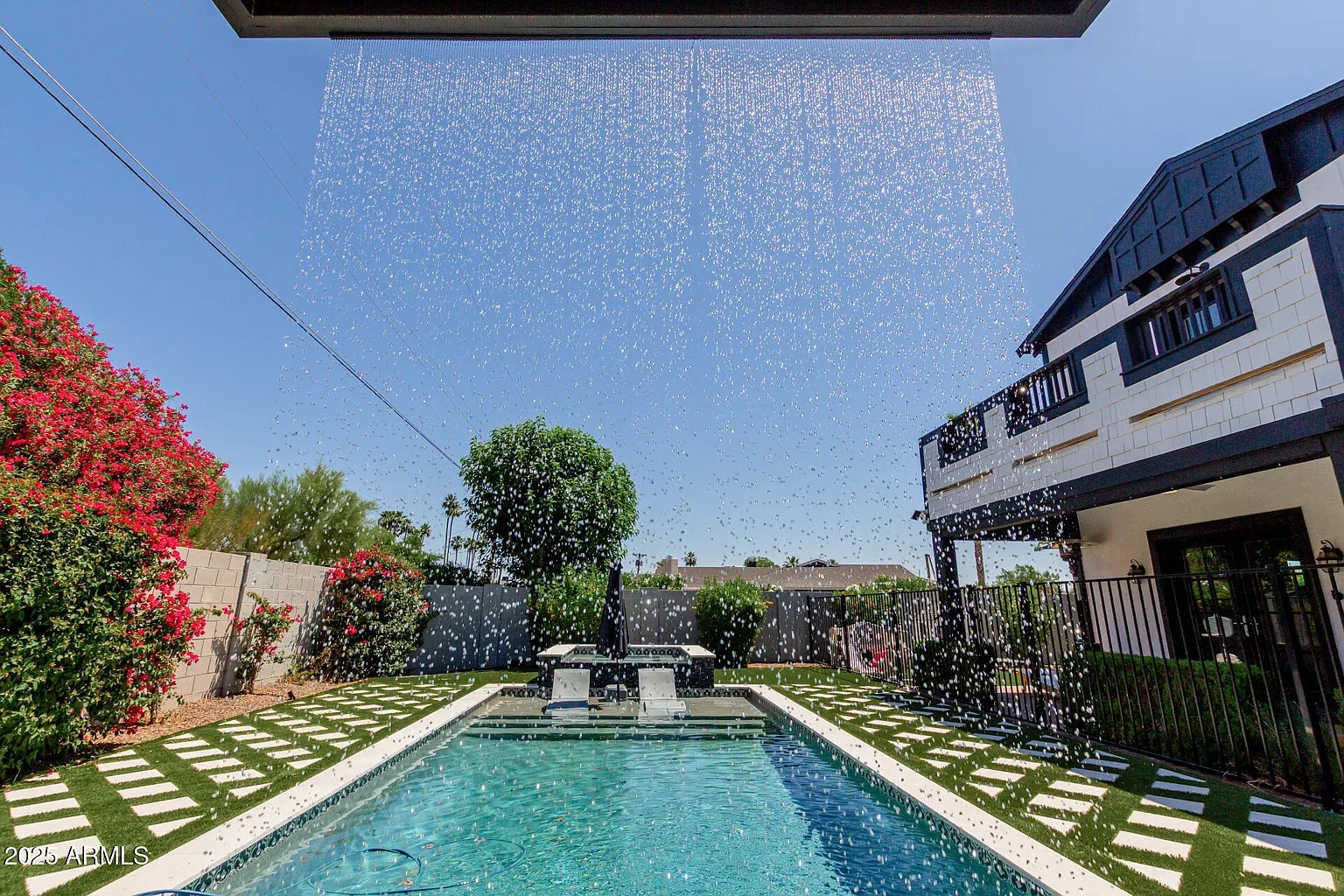 Detail shot of water feature and tile finishes